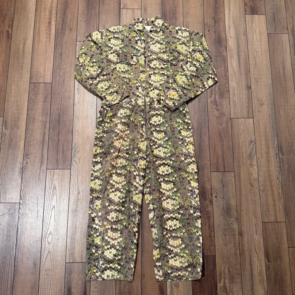 Vintage Diamondback Snake Camo Coveralls Mens Brown Green Hunting Utility Medium